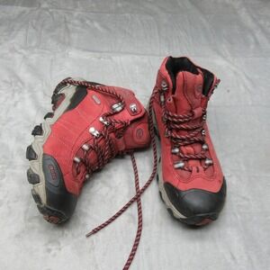 Oboz Womens Hiking Boots 6.5 Red Bridger Mid B-DRY Waterproof Leather Trail